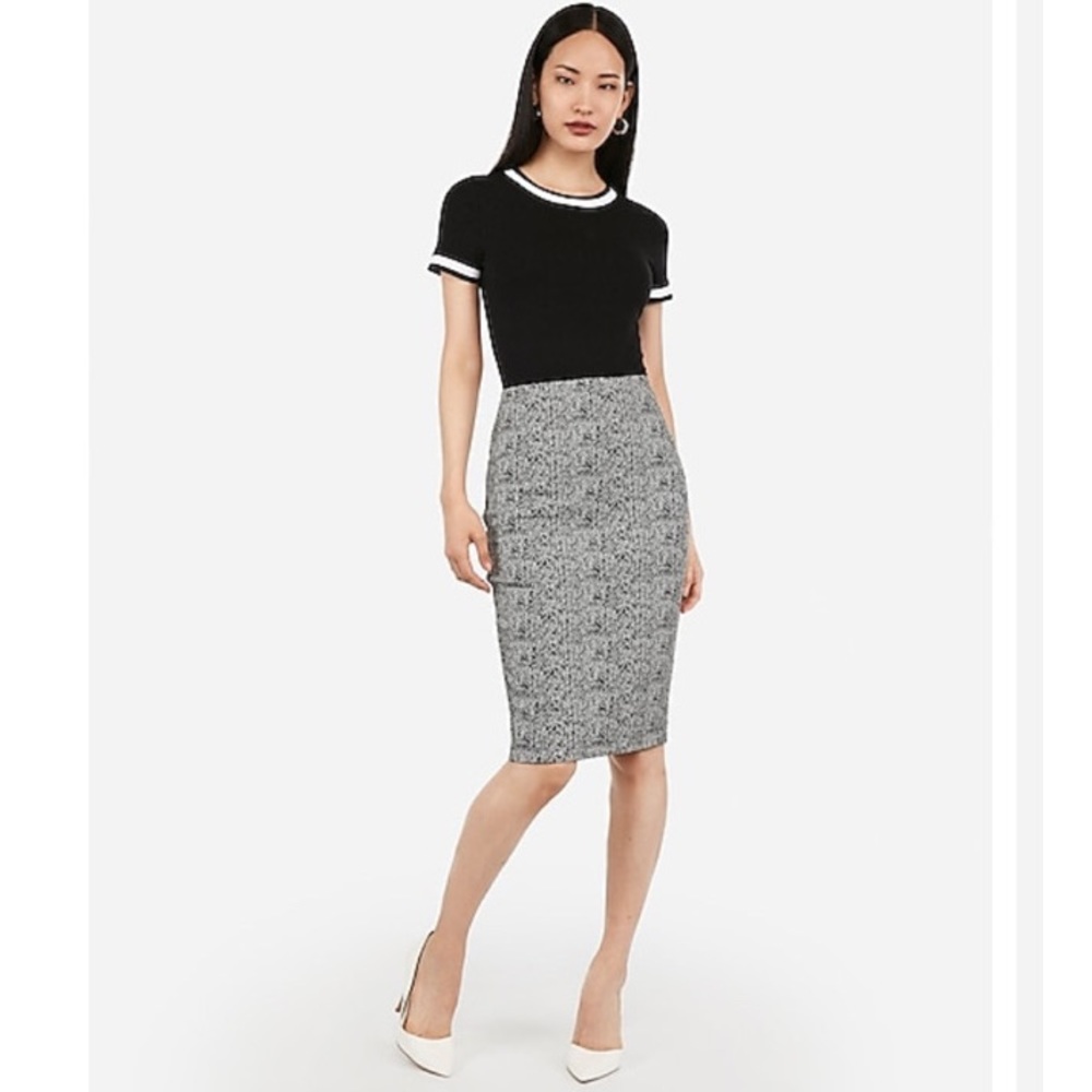 EXPRESS High Waisted Jacquard Pencil Skirt